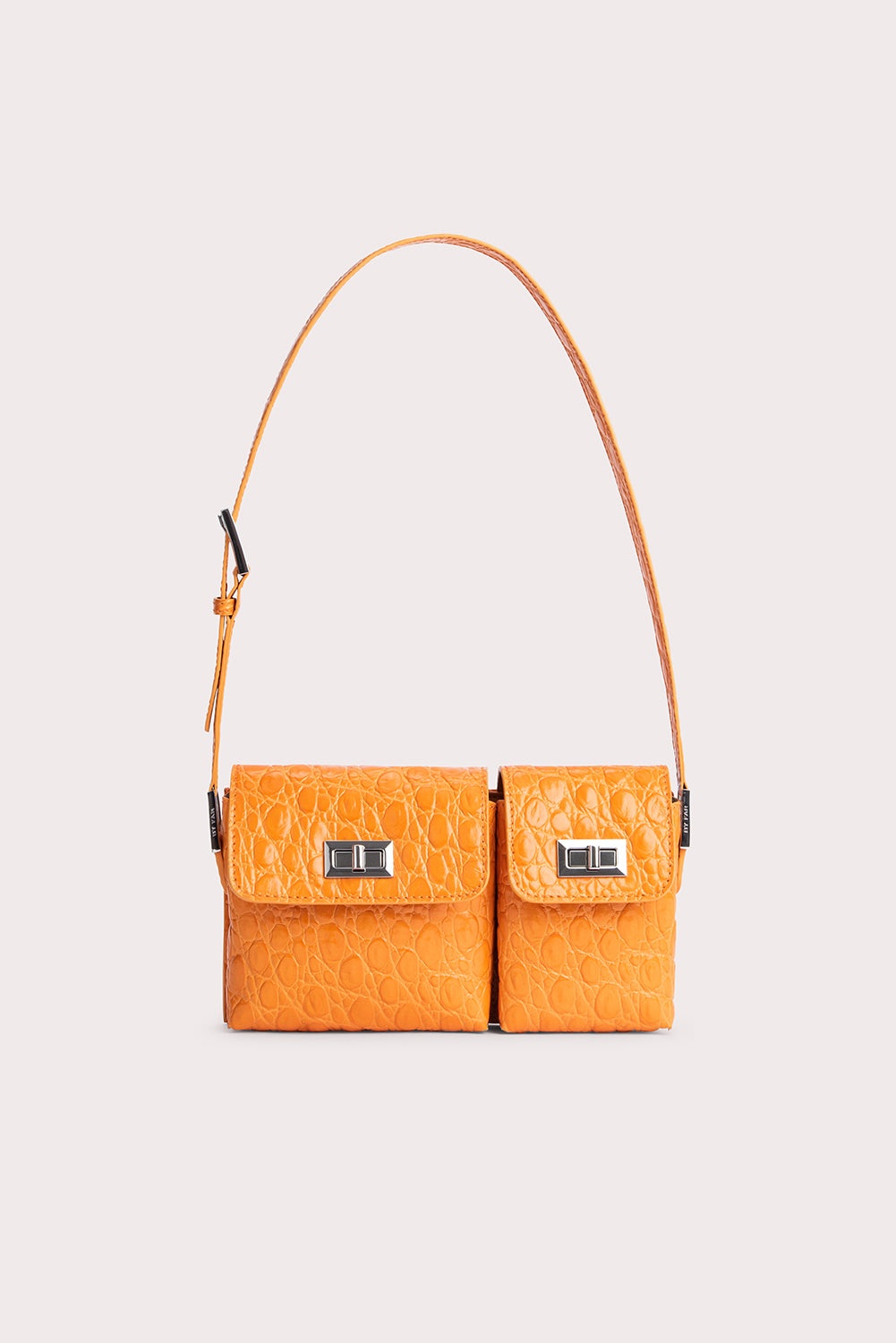 Baby Billy Orange Circular Croco Embossed Leather - 1