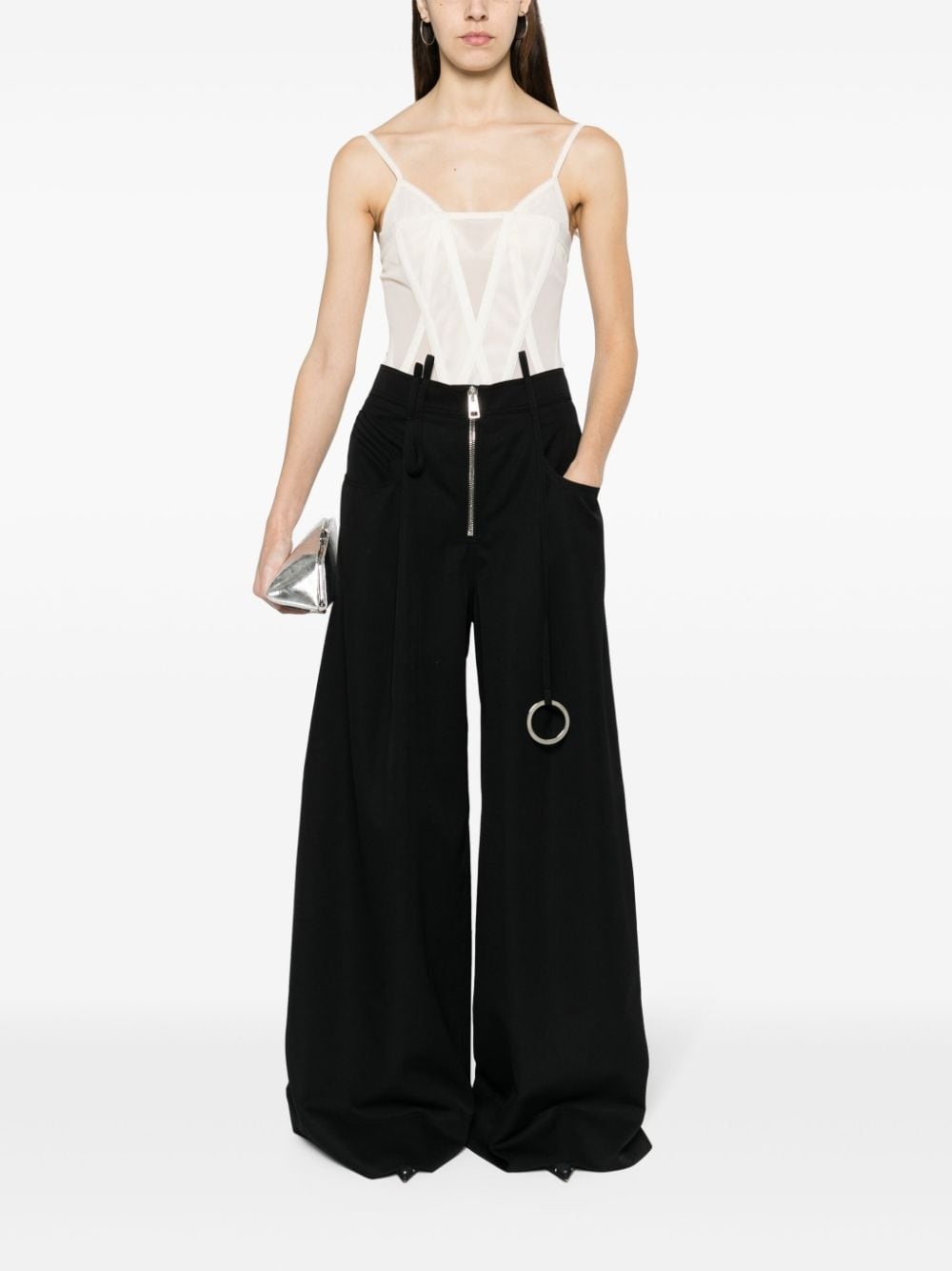 wide-leg wool trousers - 2
