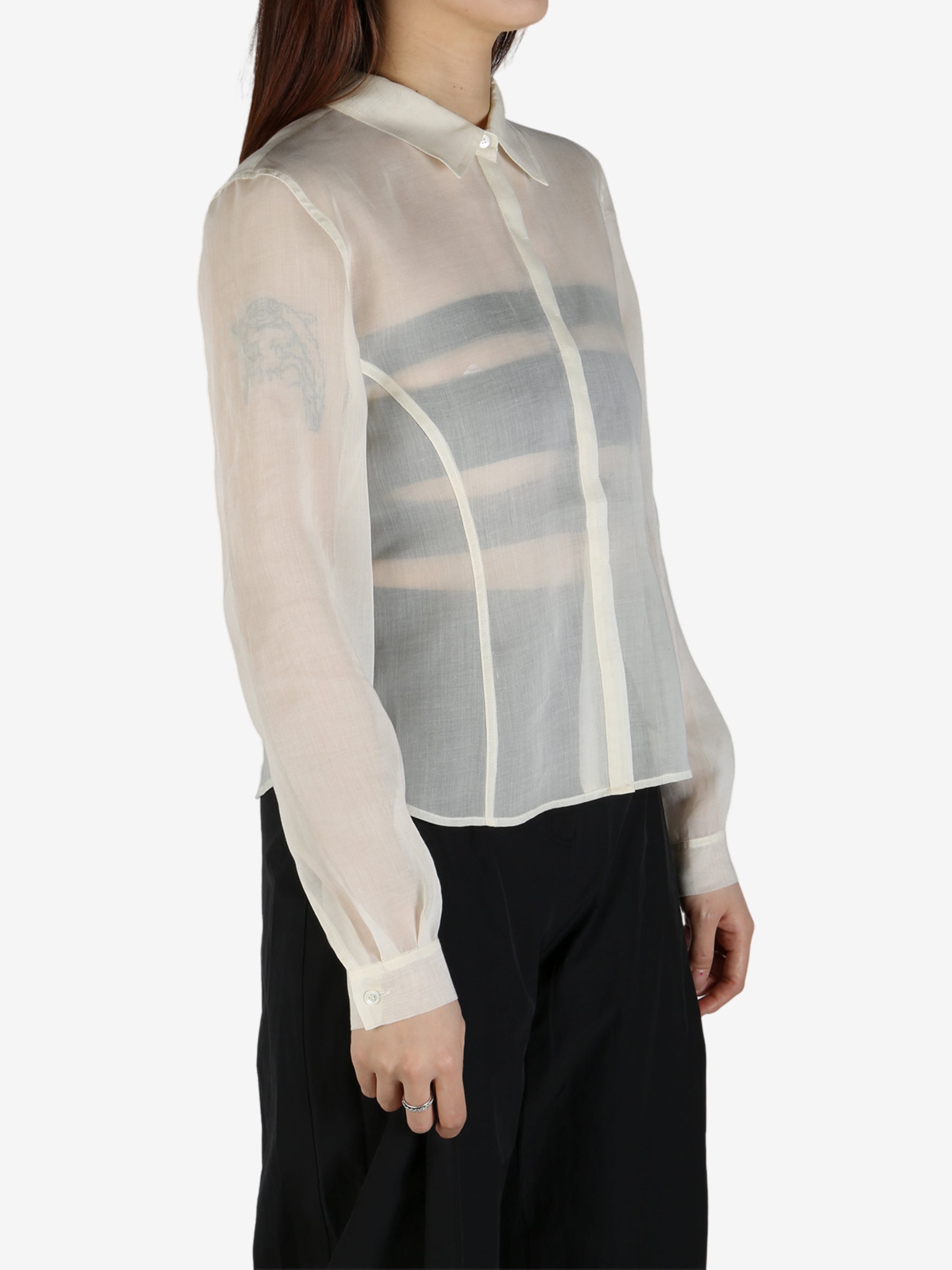 AMOMENTO - Women Sheer Slim Fit Shirt - 2
