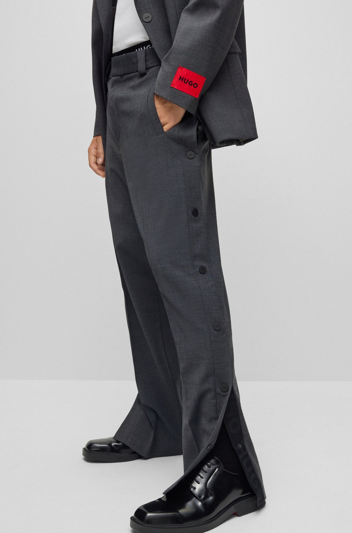 SLIM-FIT TROUSERS WITH PRESS-STUD SIDE SEAMS - 5