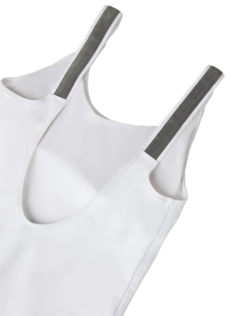 Women's Techno Jersey Bathing Suit with Precious Details - White 4