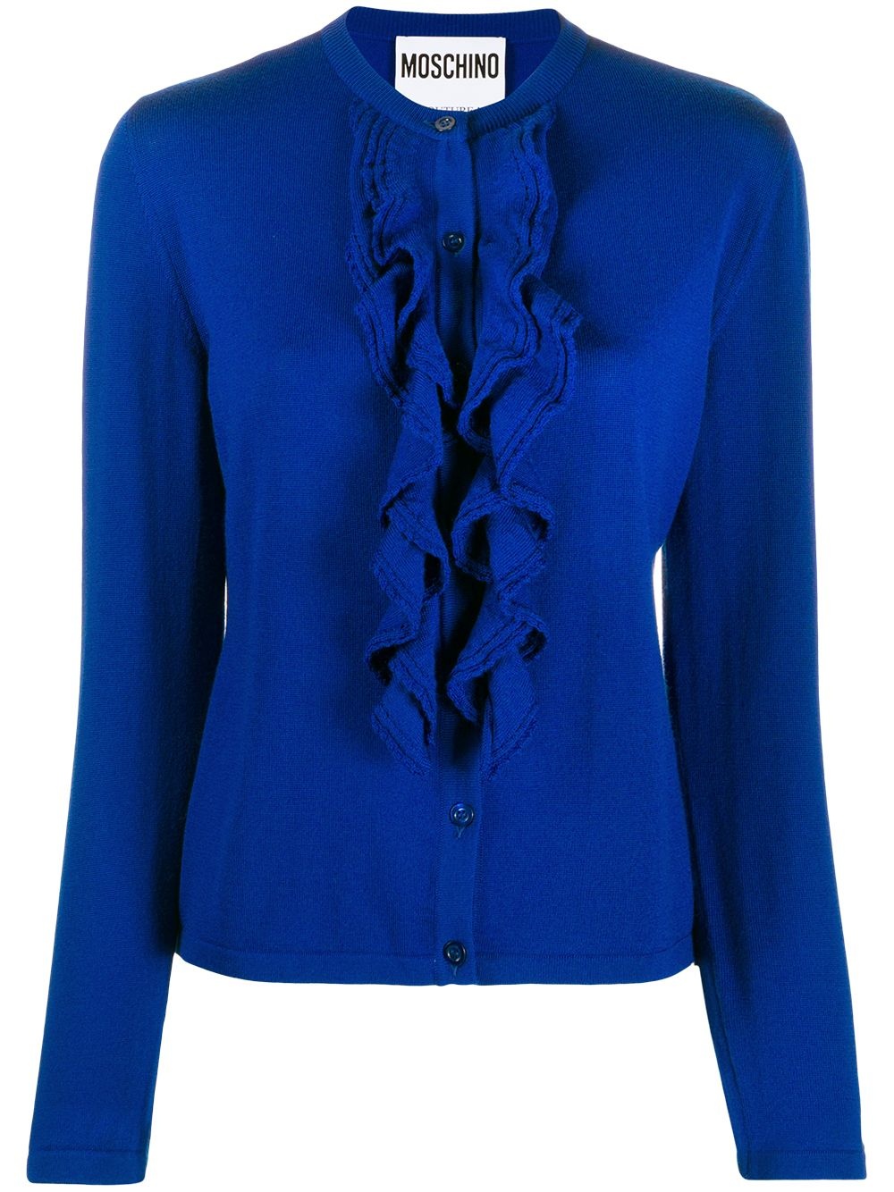 ruffle trim knitted cardigan - 1