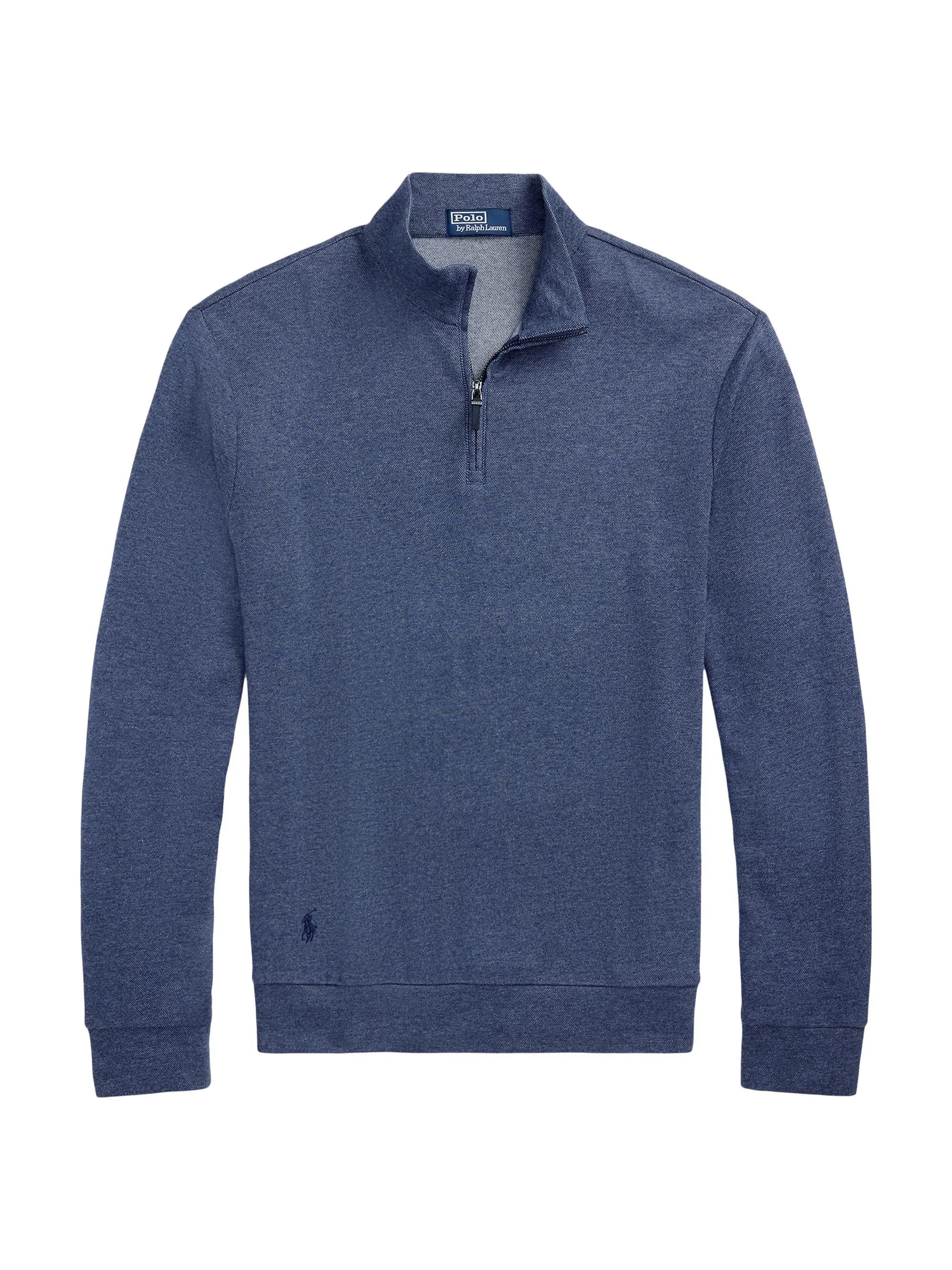 Men's Double-Knit Jacquard Quarter-Zip Sweater - Spring Navy Heather Nevis - 1