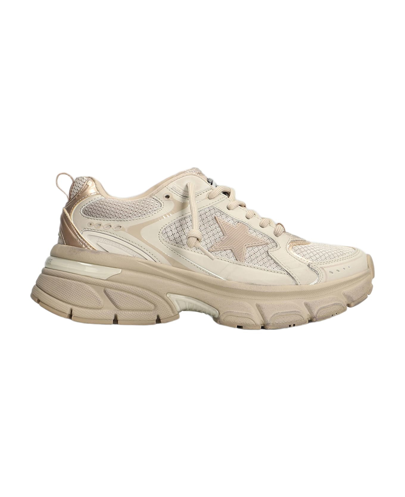 Light Star Sneakers In Taupe Leather And Fabric - 1