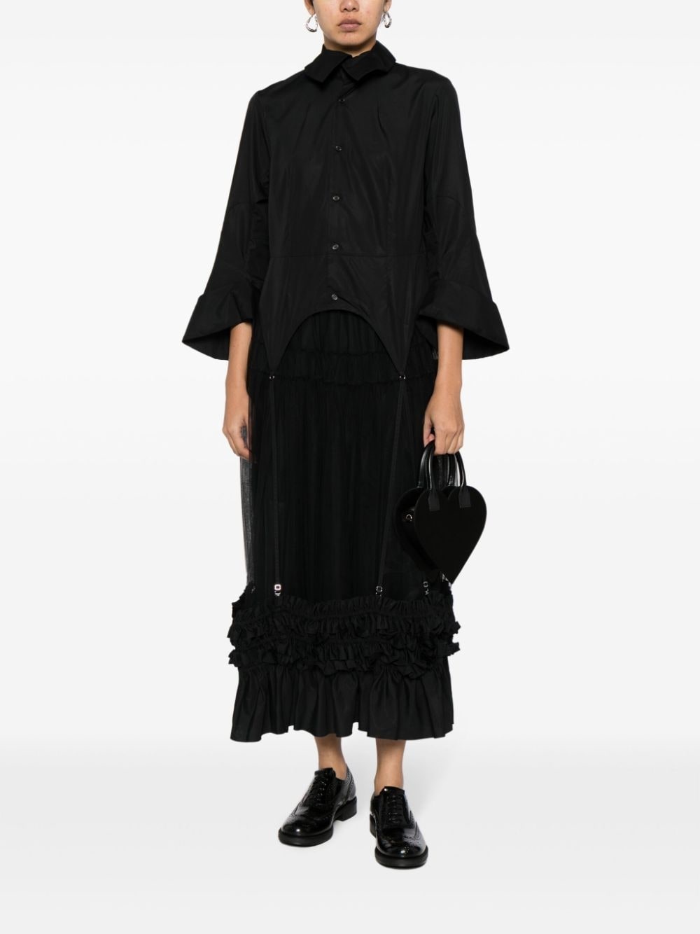 ruffle-detailing cotton shirt - 2