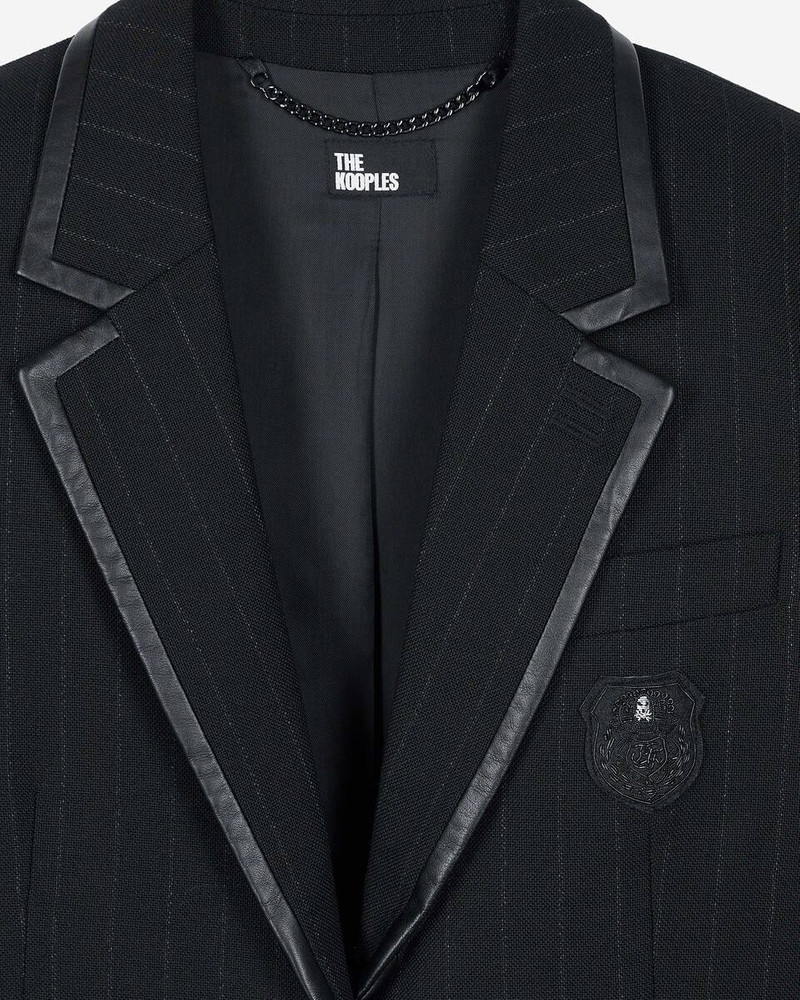 BLACK WOOL-BLEND TENNIS STRIPE JACKET 6