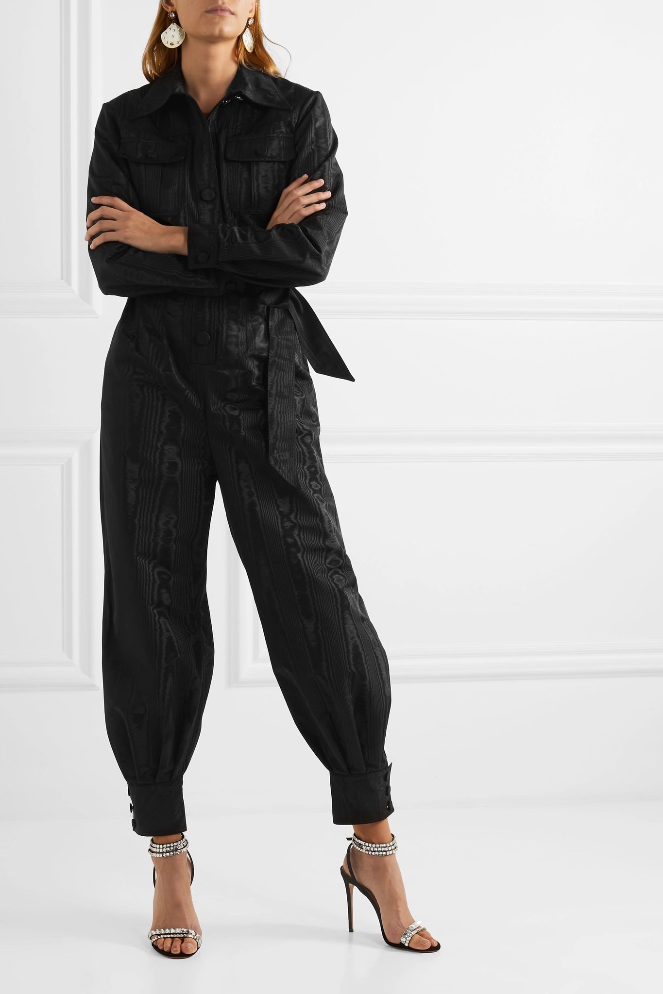 Belted moire jumpsuit  - 3