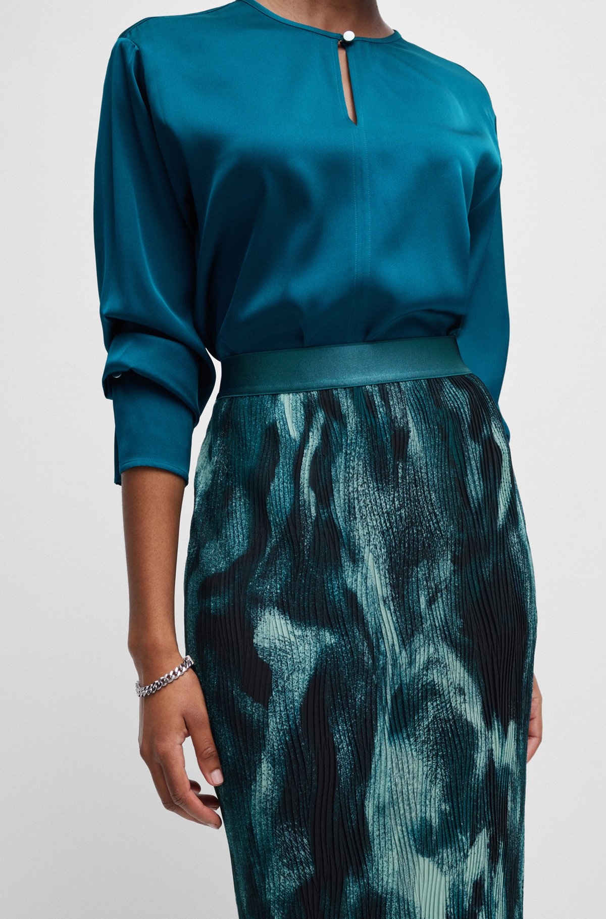 STRETCH-TULLE SLIM-FIT SKIRT WITH SEASONAL PRINT - 5
