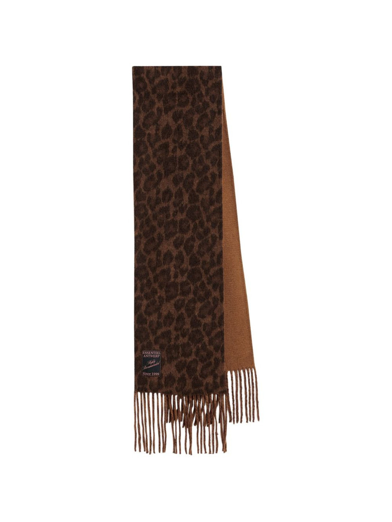 leopard-print fringed scarf 1