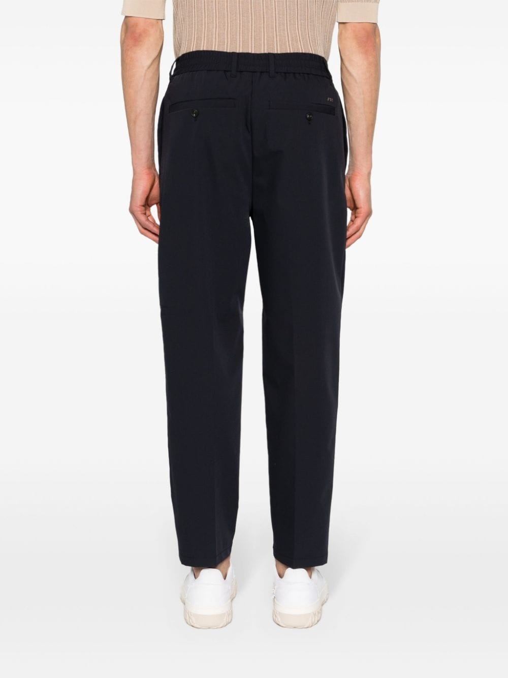 elasticated-waist tapered-leg trousers - 4