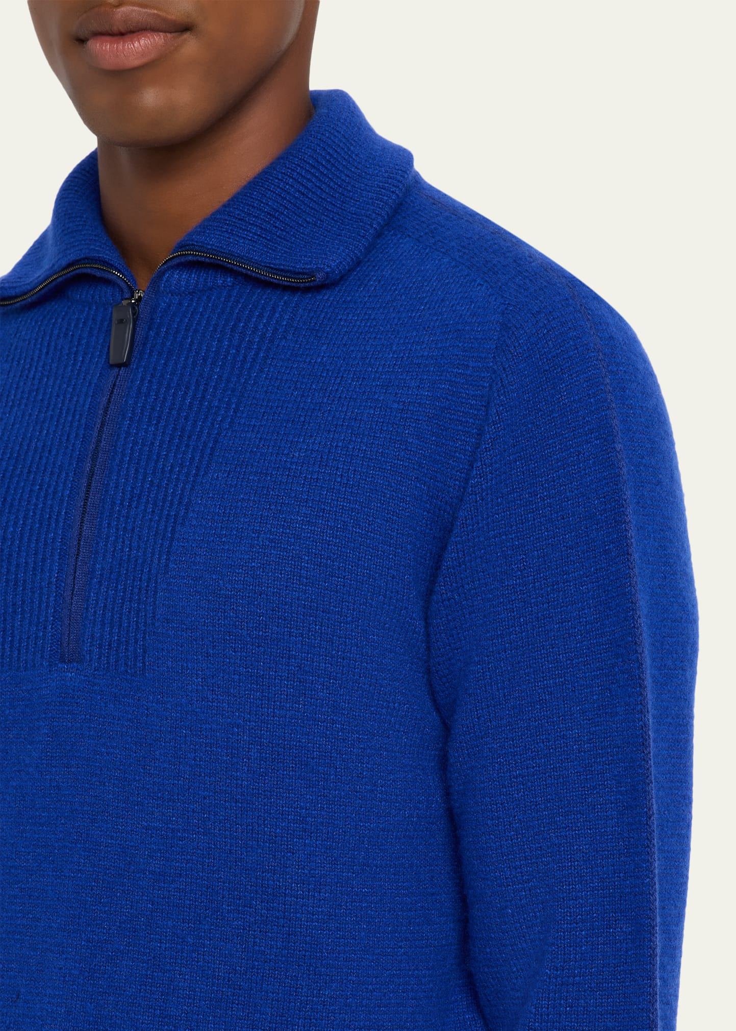 Men's Cashmere and Silk Knit Half-Zip Sweater - 5