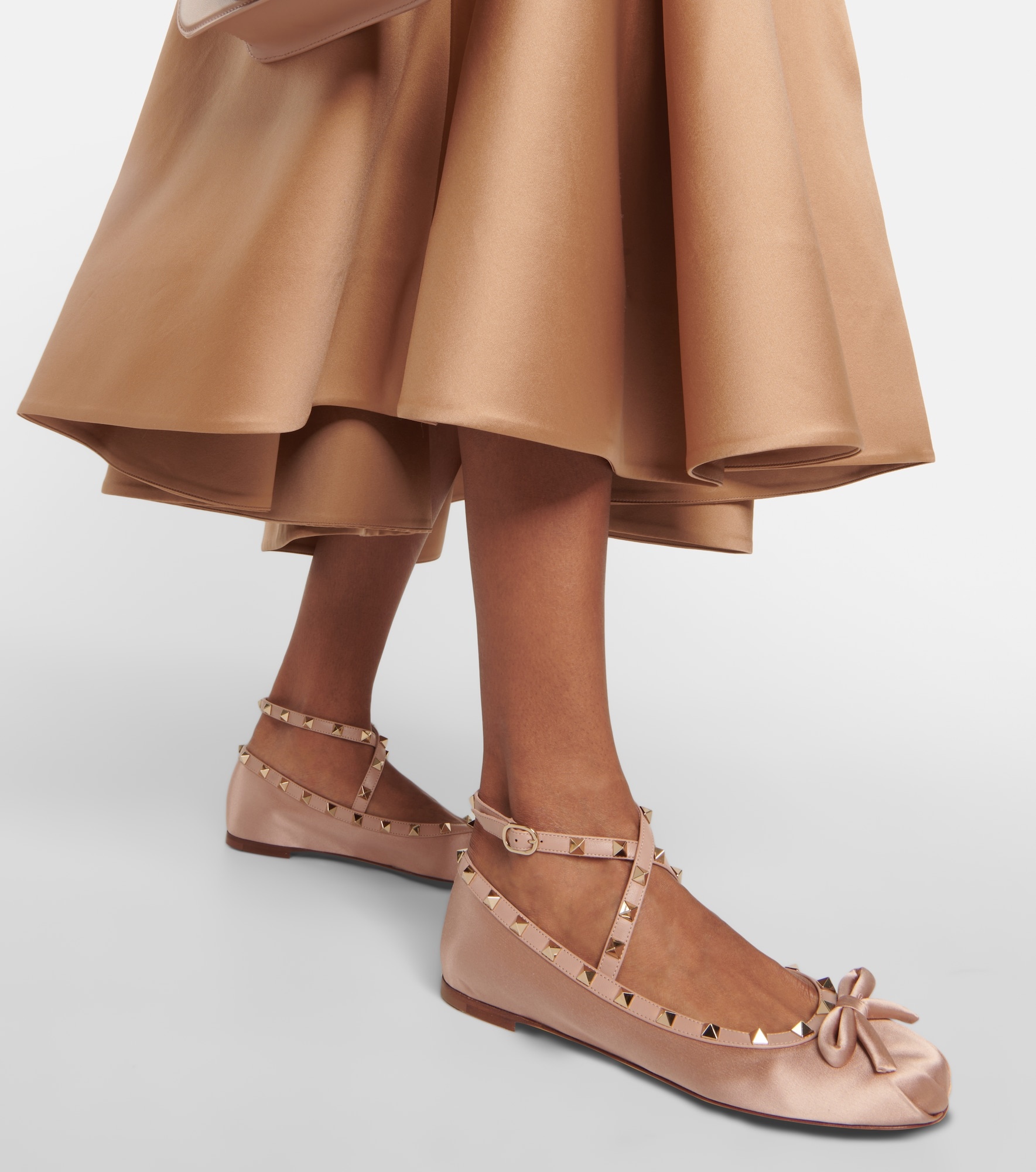 Rockstud satin  ballet flats - 4