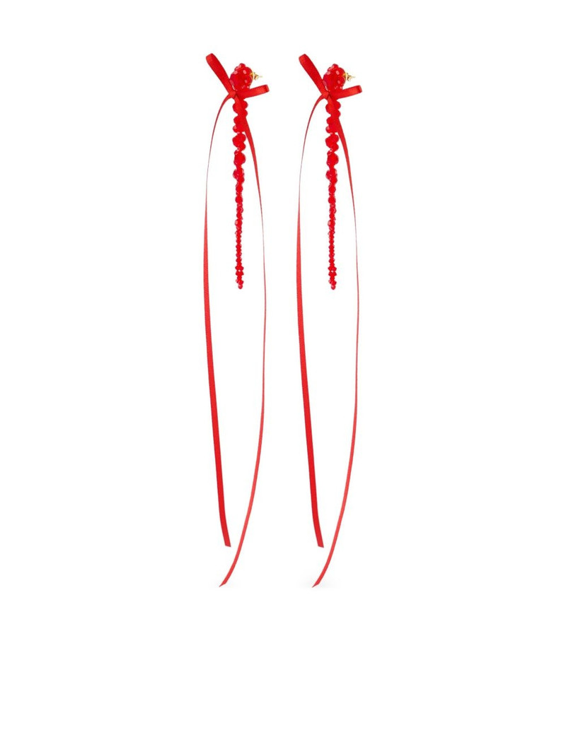 Simone Rocha slim bow ribbon earrings outlook
