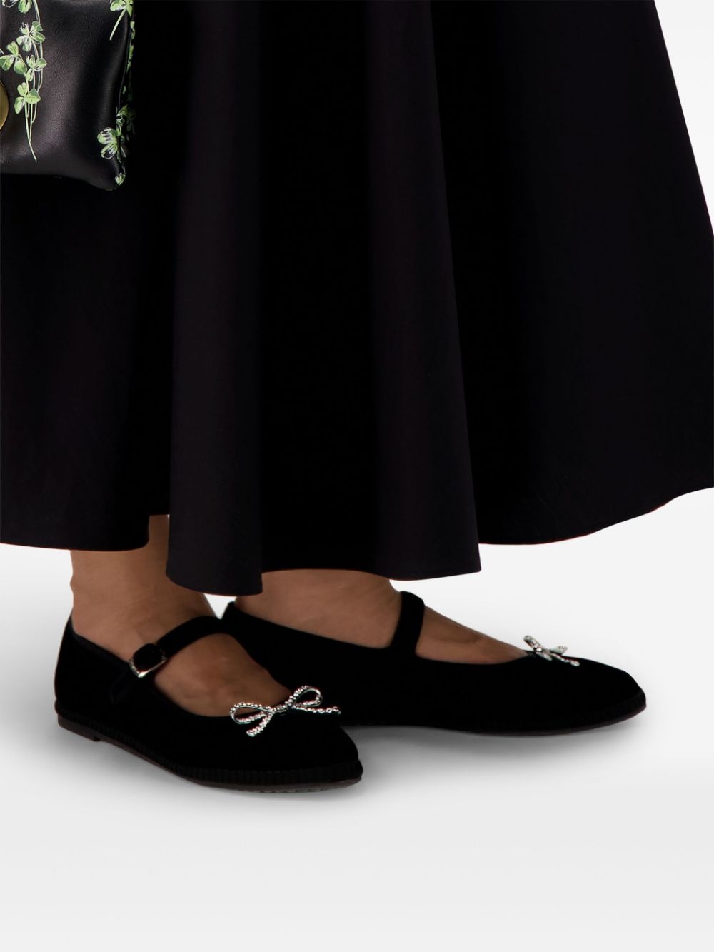 bow-detailing velvet ballerina shoes - 5