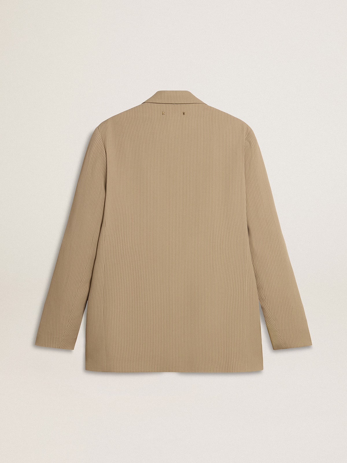 Men's beige pinstripe single-breasted jacket with an oversized fit - 6