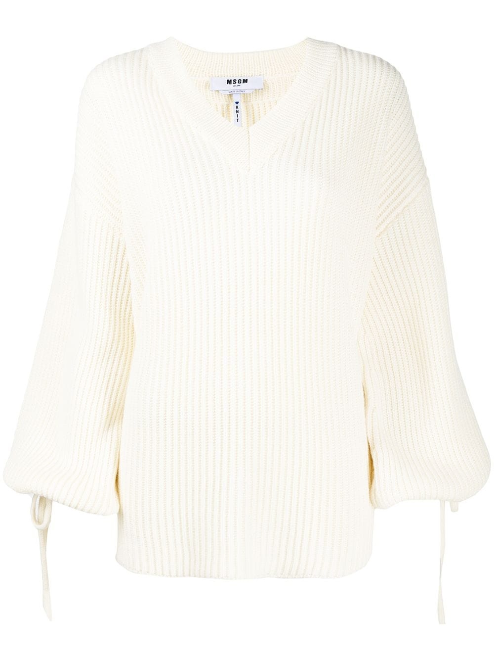 bishop sleeve V-neck jumper - 1