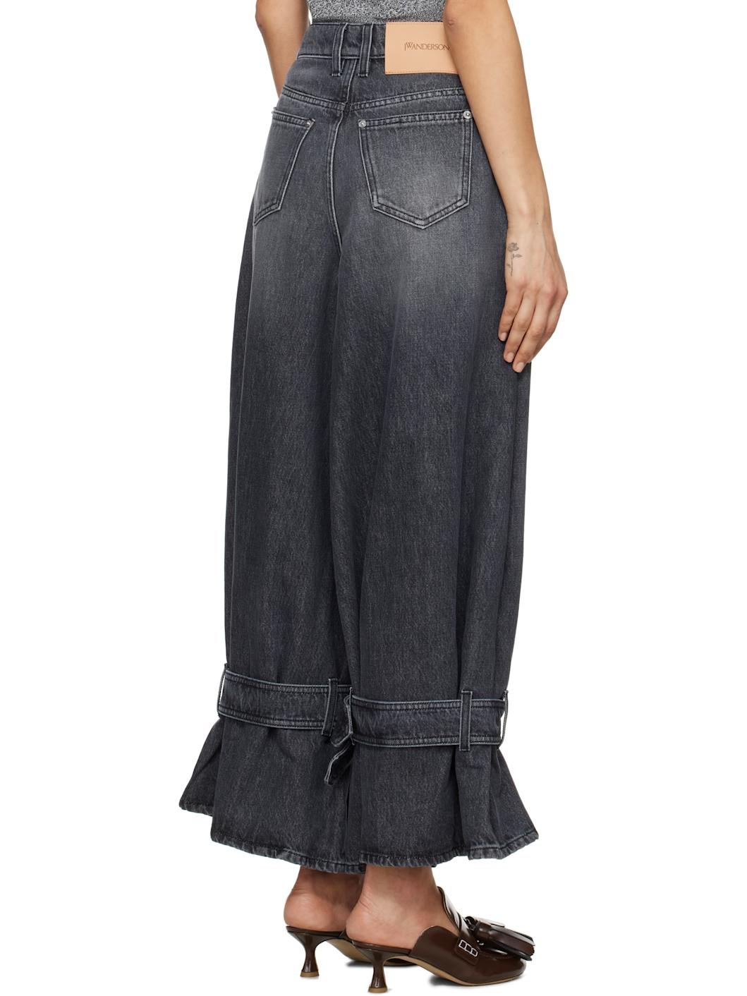 Gray Buckled Cuff Jeans - 3