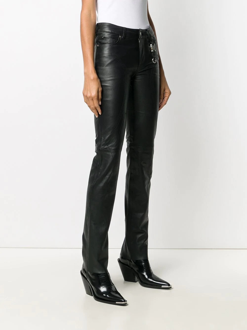 fitted leather trousers - 3