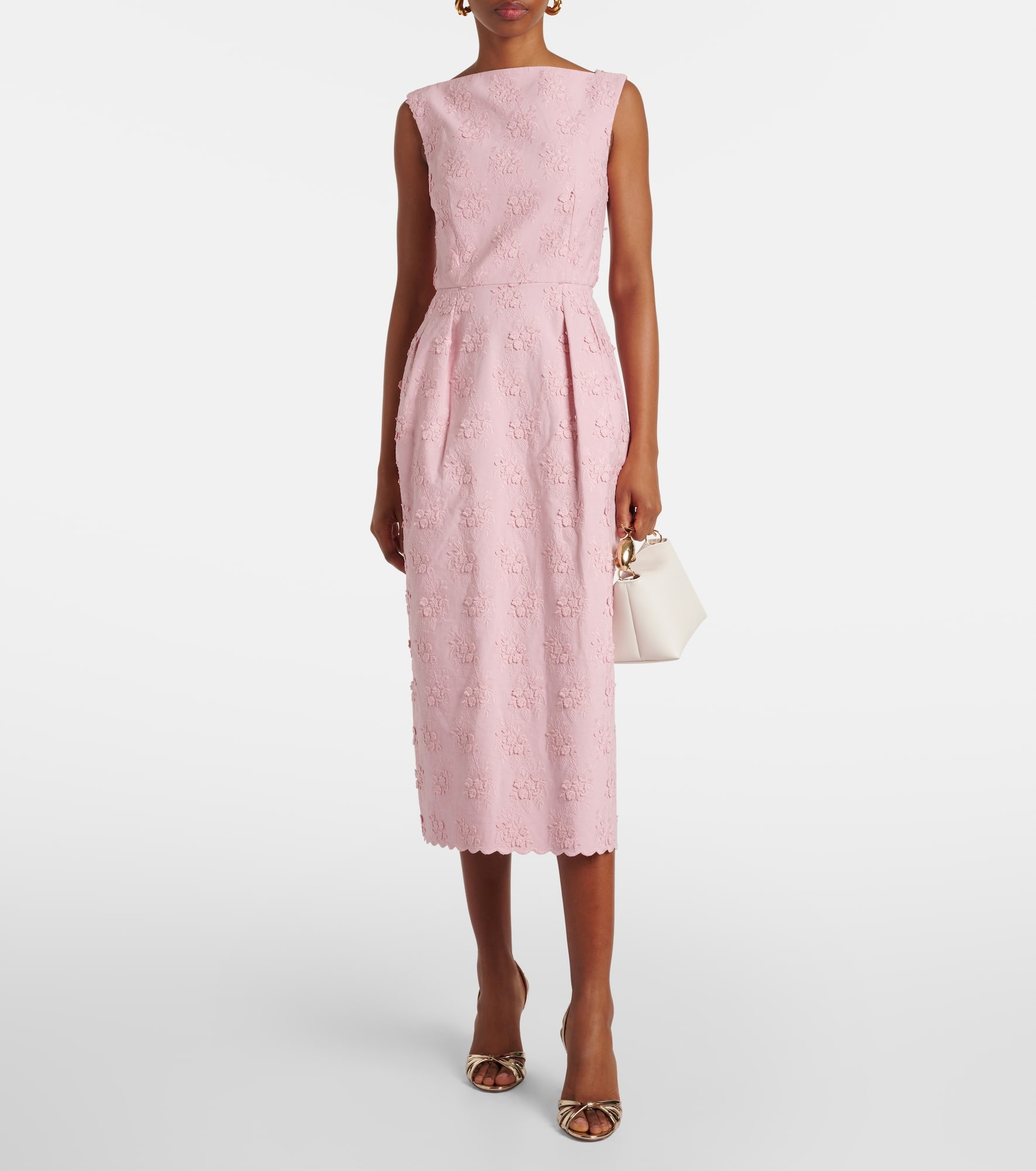 Embroidered floral canvas midi dress - 2