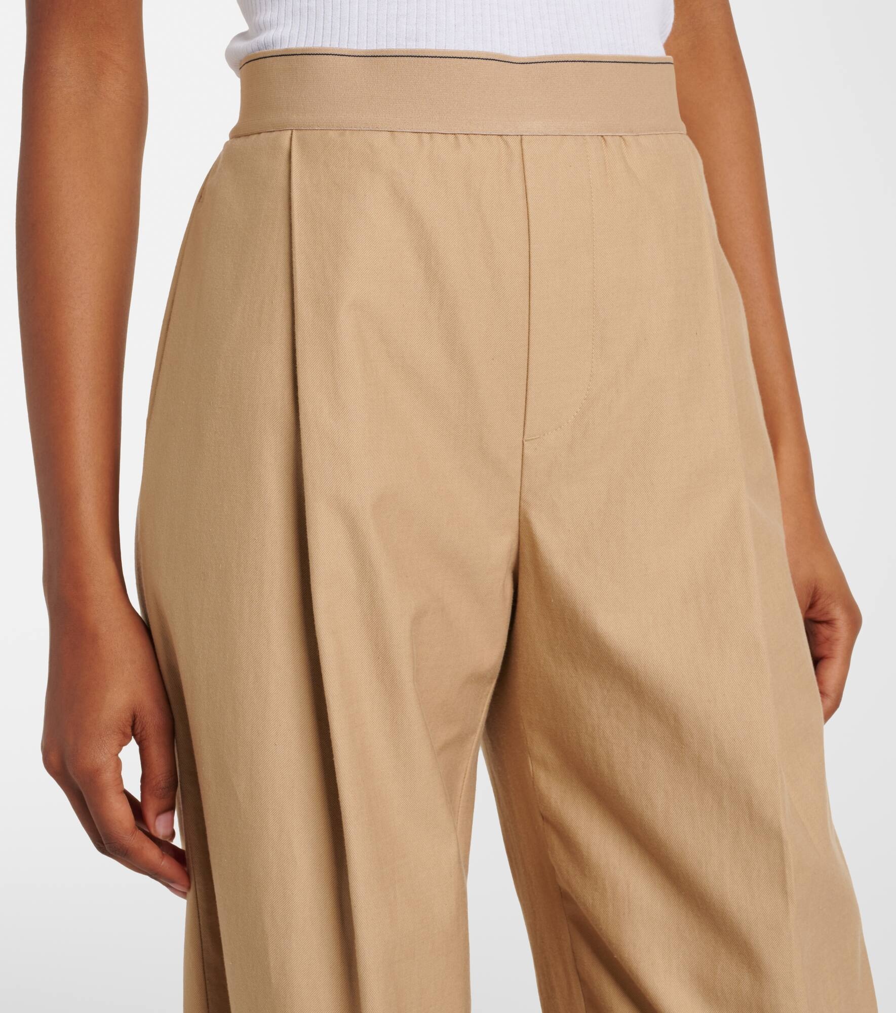 Cotton and wool wide-leg pants - 4