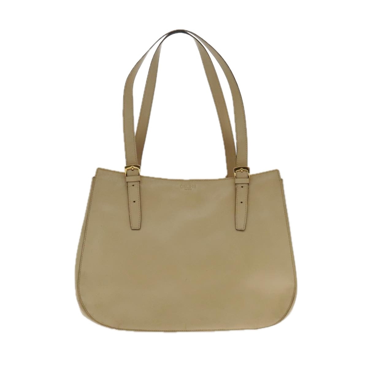 CELINE Tote Bag Leather Beige Gold - 13