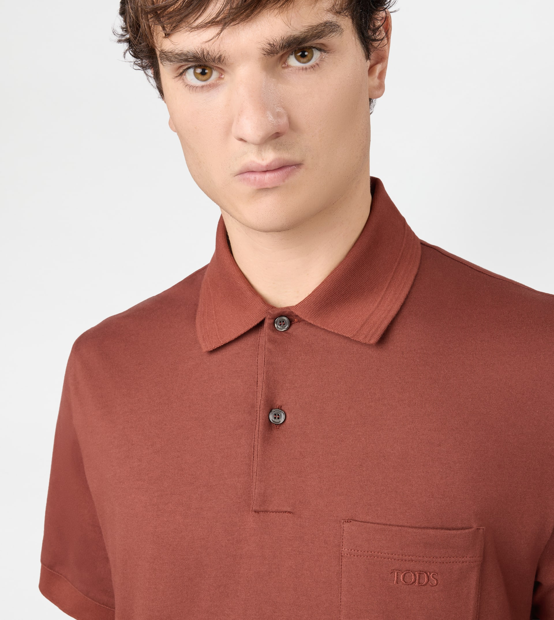POLO SHIRT IN JERSEY - BROWN - 5
