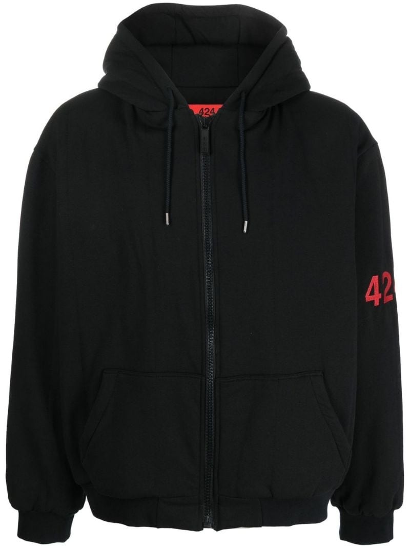 logo-print zipped hoodie - 1