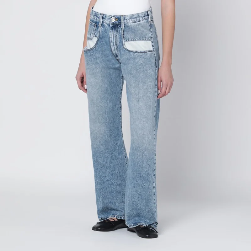 Blue jeans with contrast pockets - 1