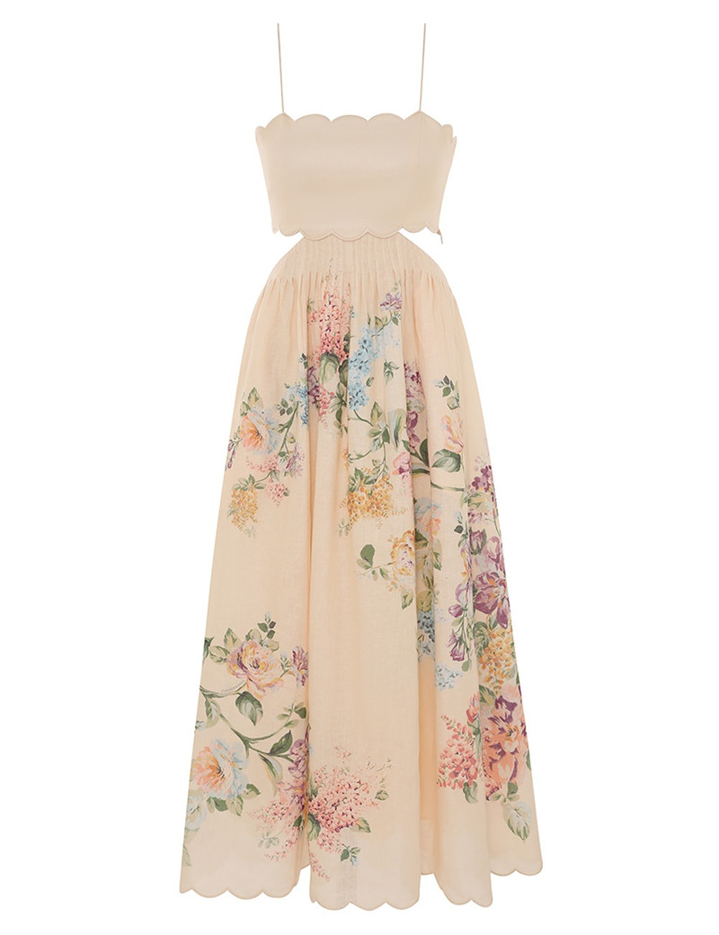 Zimmermann HALLIDAY SCALLOP MIDI DRESS - 1760DSS241CWFL | REVERSIBLE