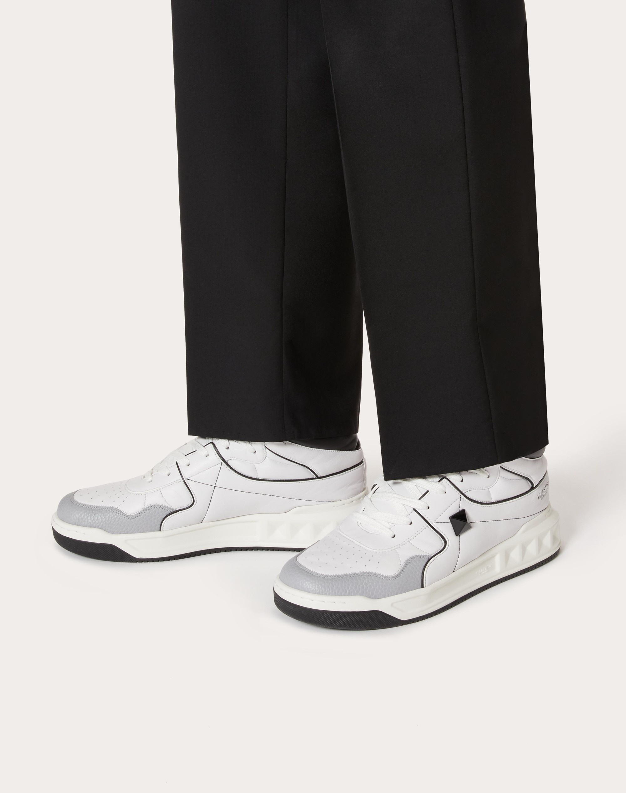 Valentino ONE STUD MID-TOP CALFSKIN SNEAKER | REVERSIBLE