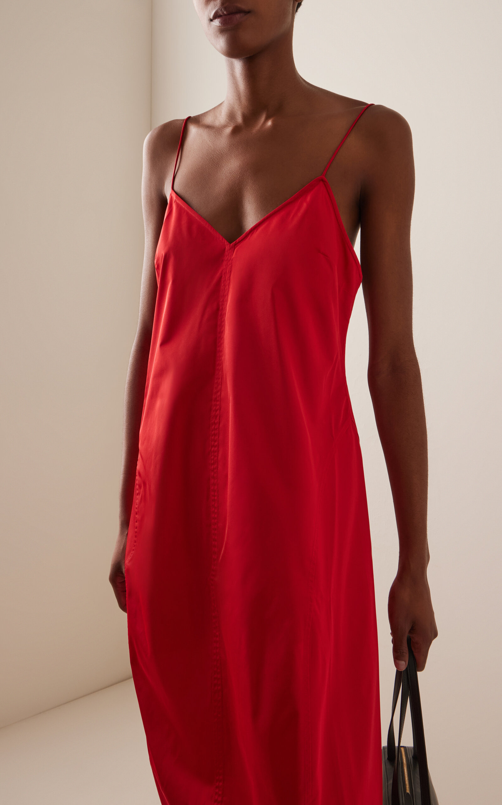 Paper Taffeta Midi Slip Dress red - 3