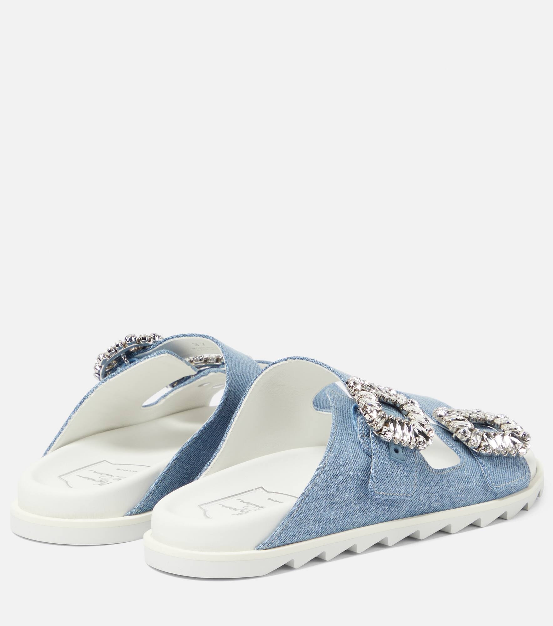 Slidy Viv' embellished denim sandals - 3