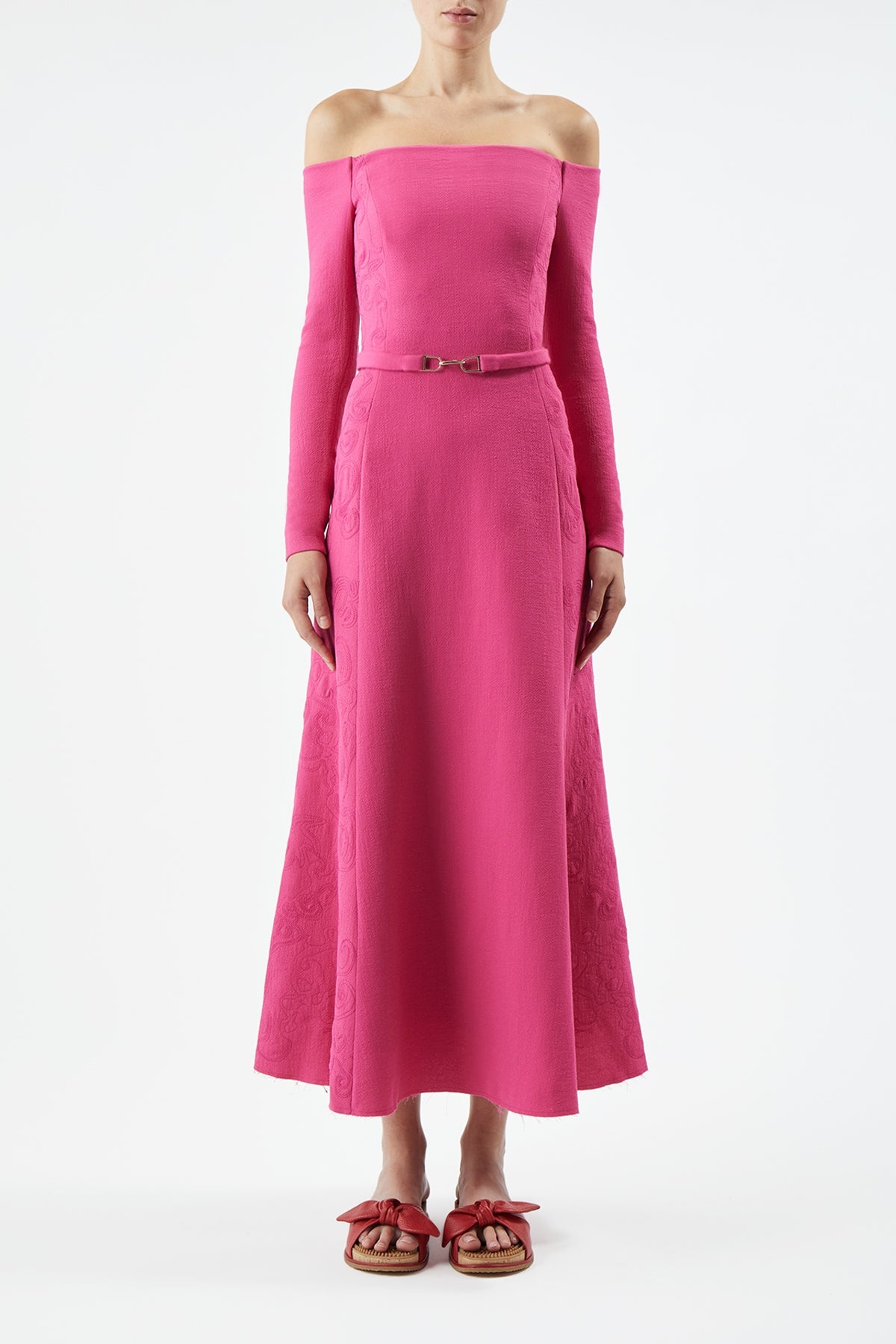 Embroidered Carole Dress in Virgin Wool - 2