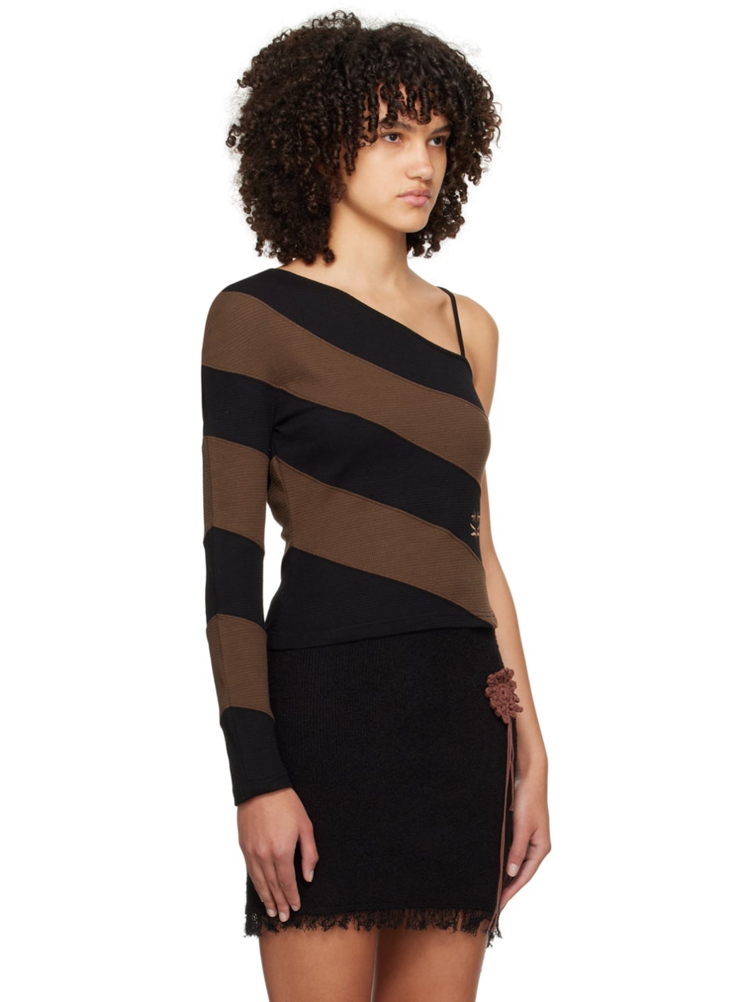 Brown & Black Oblique Long Sleeve T-Shirt - 2