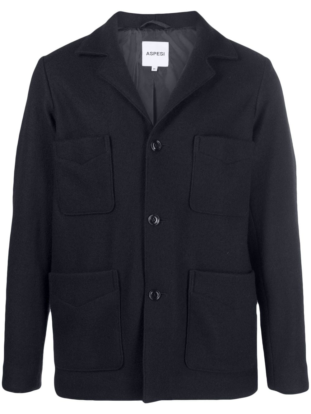 notched-collar wool shirt jacket - 1