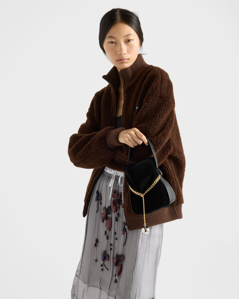 Prada Petit Sac Noir mini velvet and nappa leather bucket bag 8