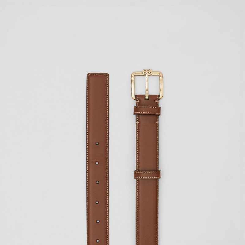 Monogram Motif Topstitched Leather Belt 6