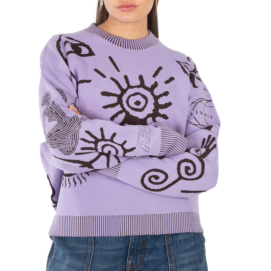 Stella McCartney Purple Graphic Flock Artwork Jumper - 2