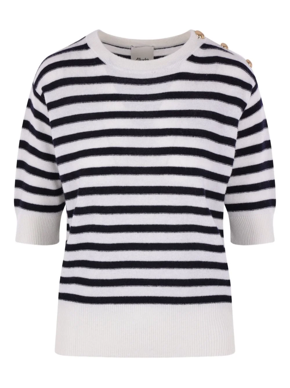 striped button-detail short-sleeve T-shirt - 1