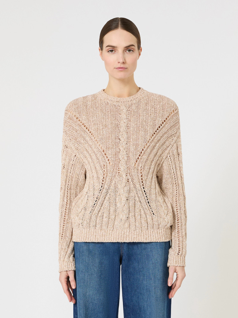 TIRSI Boxy-fit cotton and lurex jumper - NATURAL 3
