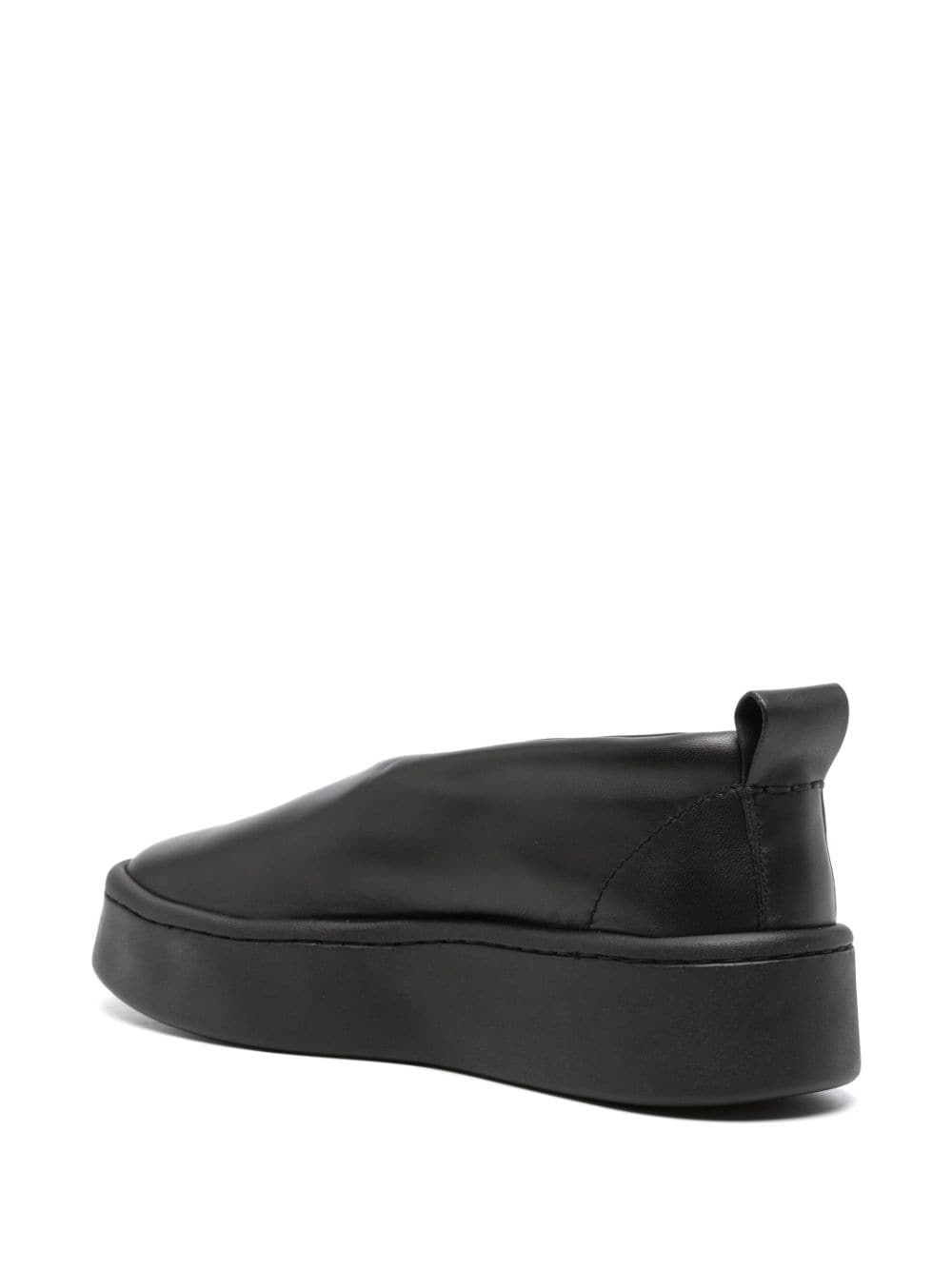 round-toe leather loafers - 3