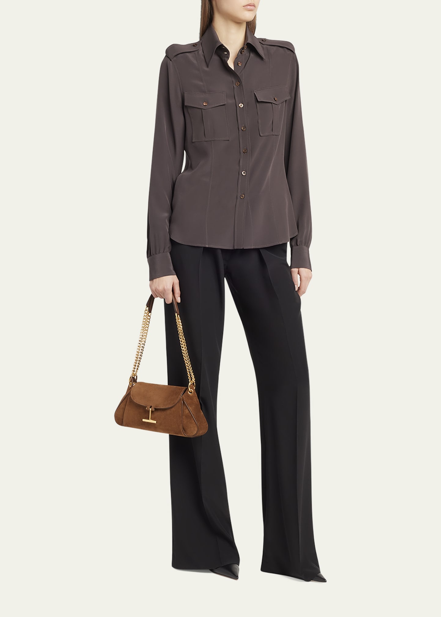 Tara Chain Shoulder Bag in Suede - 6