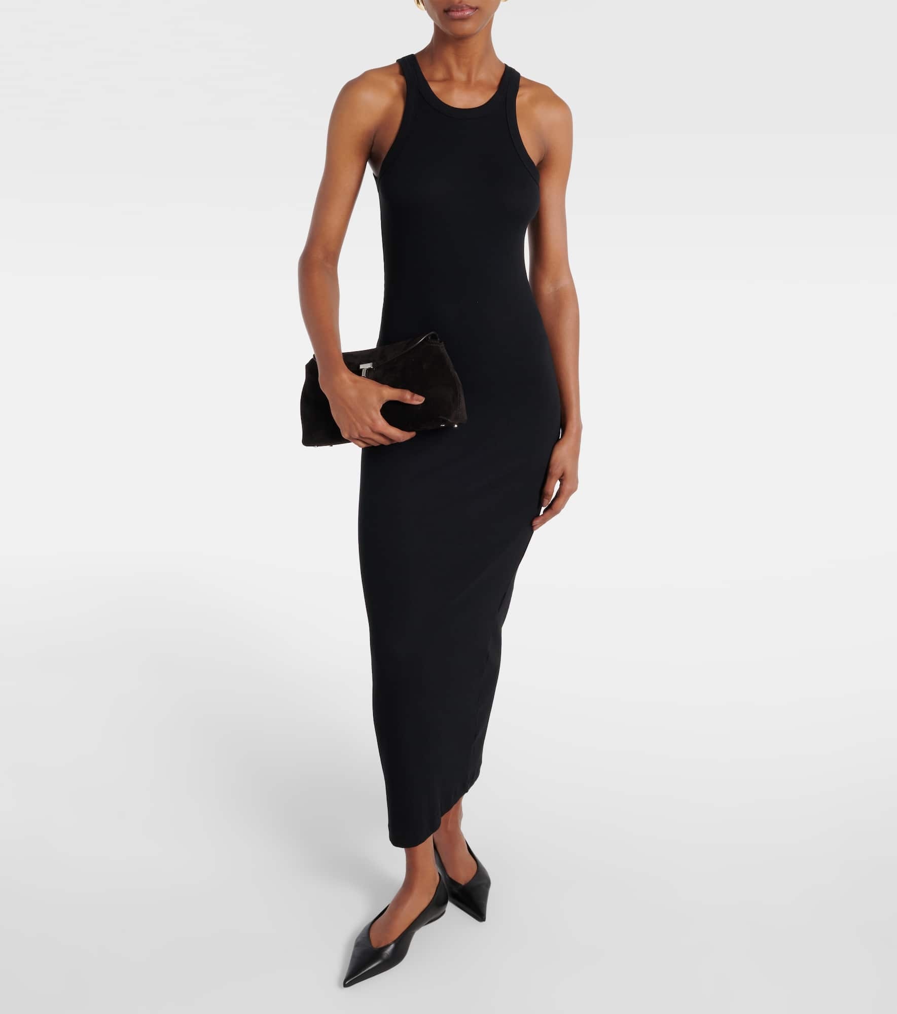 Ribbed-knit cotton-blend jersey midi dress - 2
