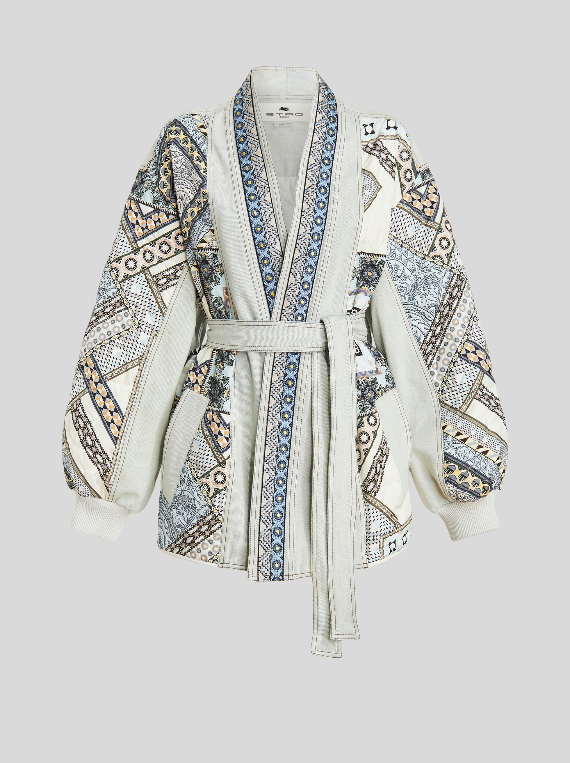 PATCHWORK PRINT KIMONO JACKET - 1