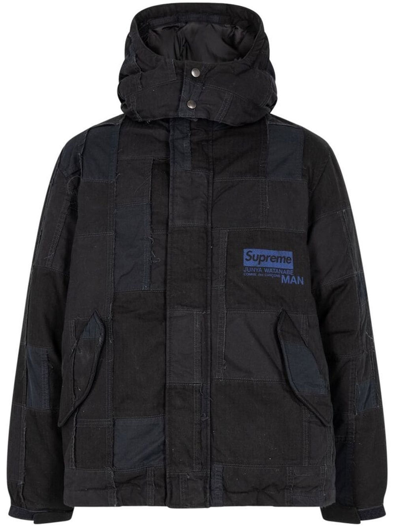 x Junya Watanabe hooded patchwork jacket 1