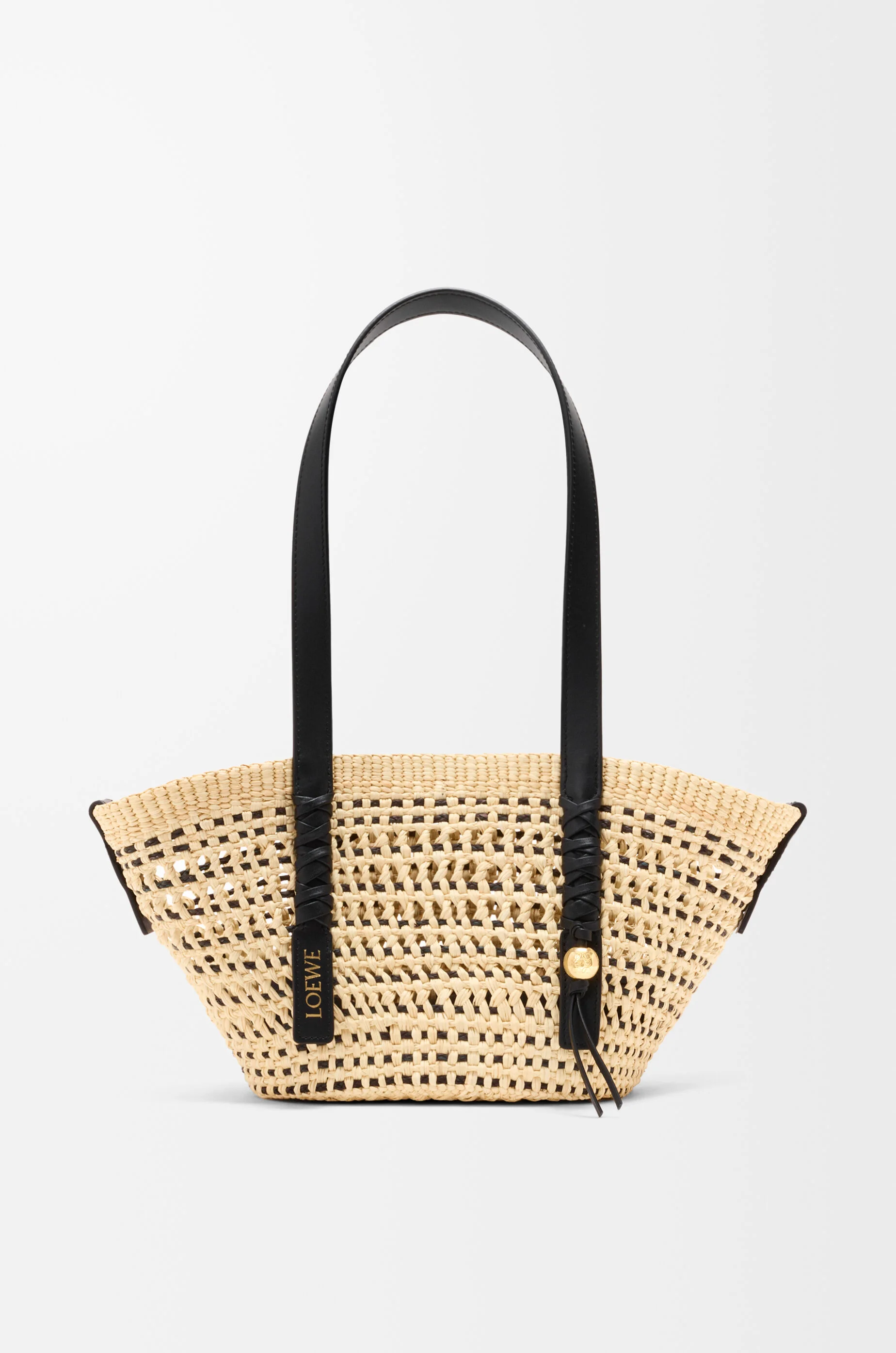 Small Braid basket in iraca palm ad calfskin - 1