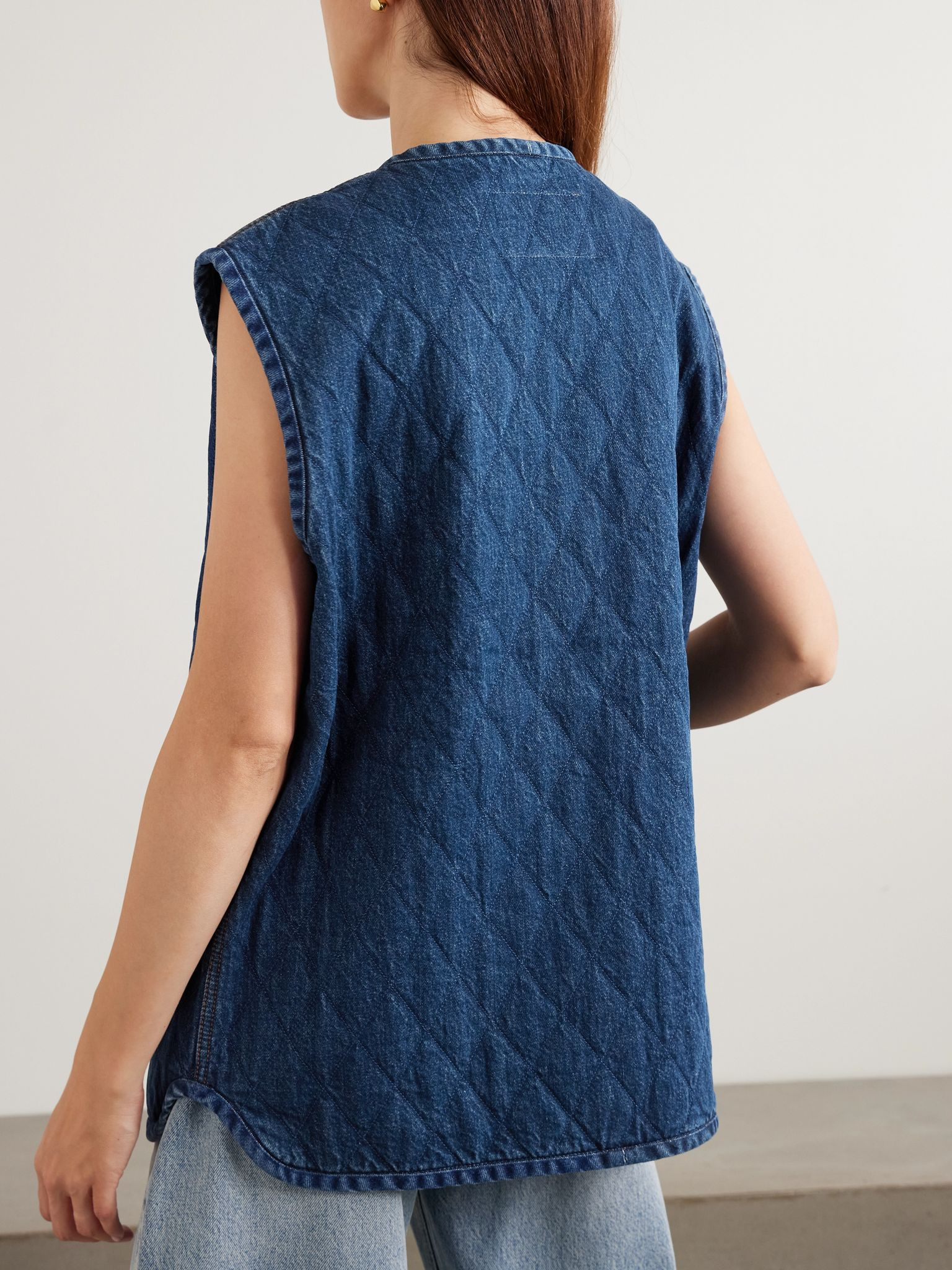 Suffolk padded quilted denim vest Dark denim - 4