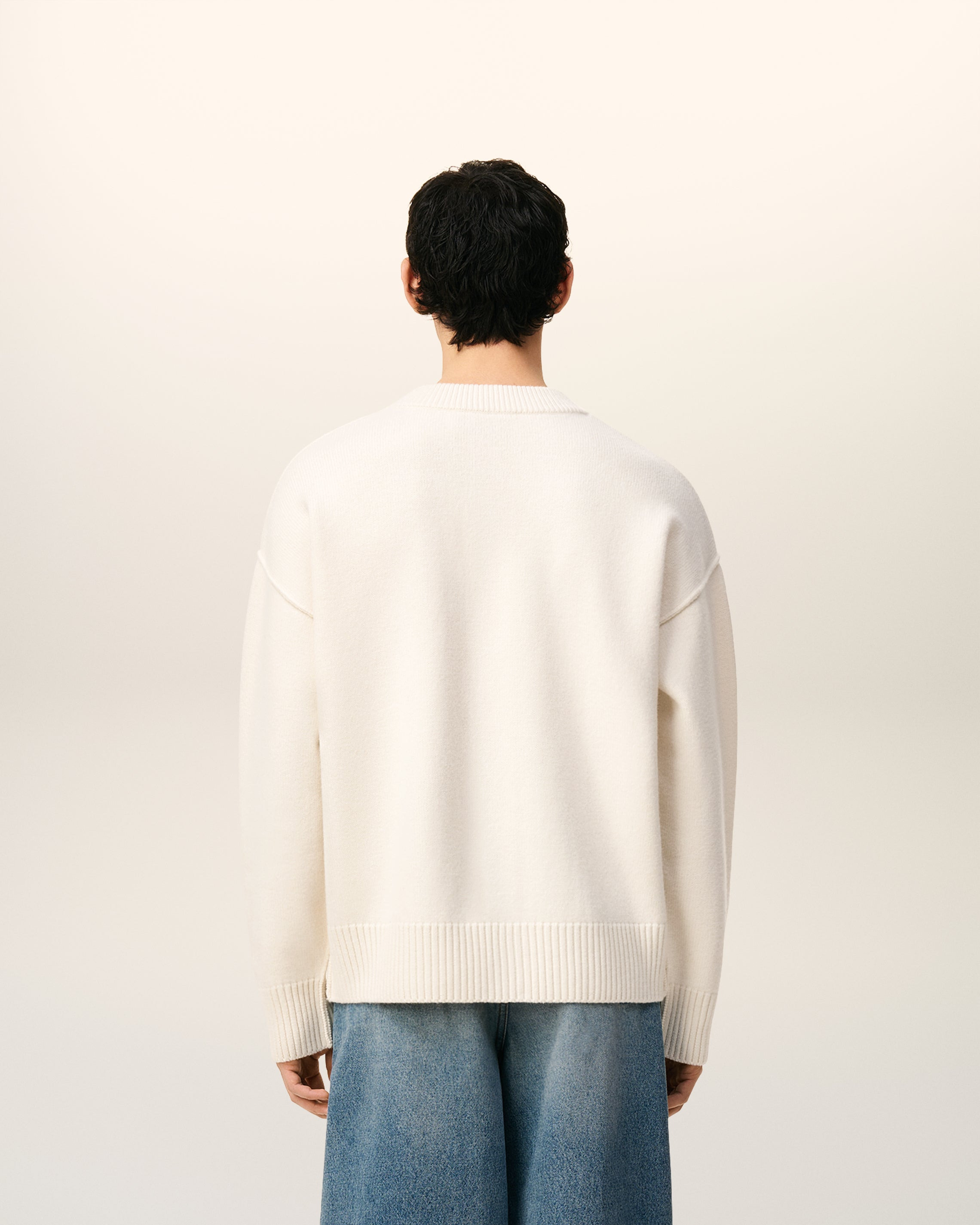 WHITE WOOL AMI DE COEUR CARDIGAN - 5