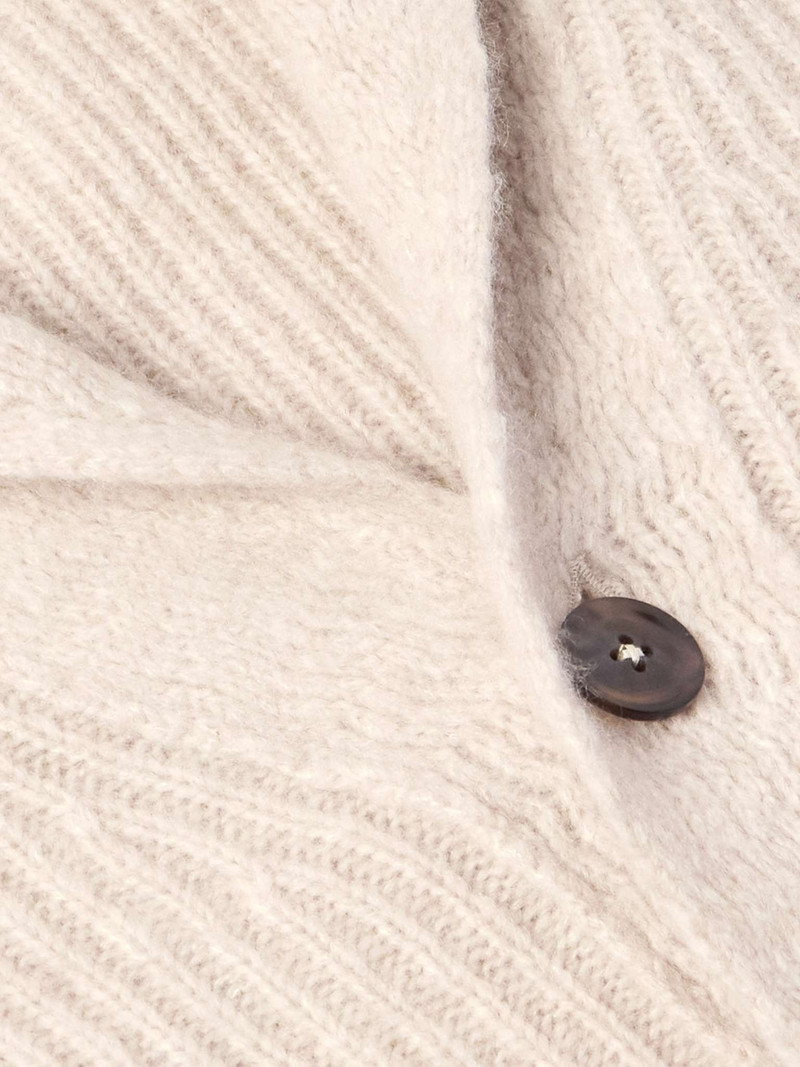 Shawl-Collar Ribbed Cashmere and Silk-Blend Cardigan 4