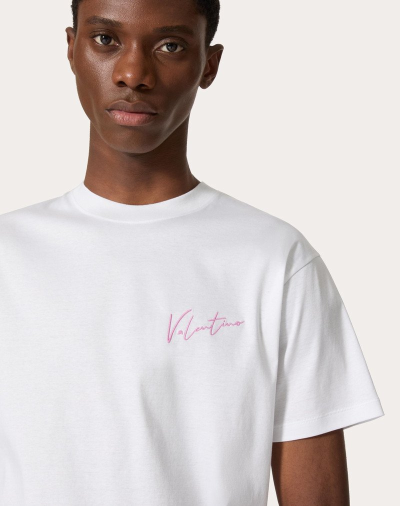 VALENTINO EMBROIDERY AND VLOGO SIGNATURE PRINT COTTON T-SHIRT 5